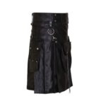 Black Leather Kilt with Detachable Pocket and Side Straps - Image 3