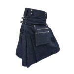 Blue Denim Kilt with Zippered Pockets and Decorative Studs - Image 3