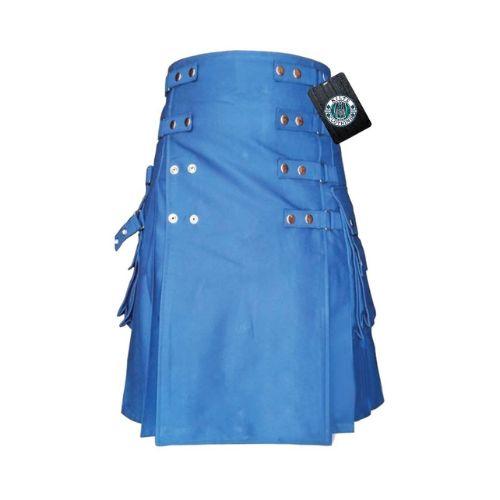 Untitled-design-2025-09-01T140757.435.jpg Men's Blue Utility Kilt with Adjustable Straps - Image 1