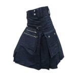 Blue Denim Kilt with Zippered Pockets and Decorative Studs - Image 2