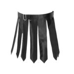 Black Leather Gladiator Kilt with Strap Panel Design - Image 2