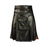 Black Gothic Leather Utility Kilt for Men