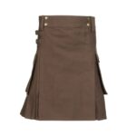Brown Modern Utility Kilt with Cargo Pockets