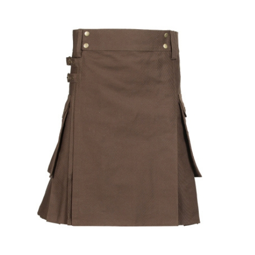 Untitled-design-45.jpg Brown Modern Utility Kilt with Cargo Pockets - Image 1
