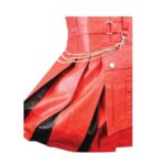 Bold Red Leather Kilt with Chains and Black Accents - Image 2