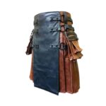 Brown Leather Gothic Kilt with Black Apron and Buckle Details - Image 2