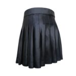 Classic Black Leather Kilt with Pleated Design - Image 3