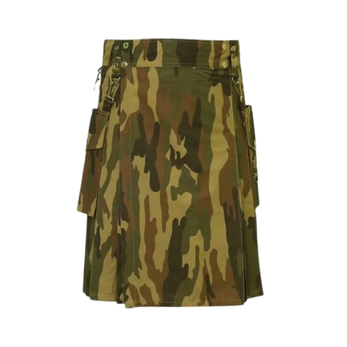Untitled-design-73.jpg Classic Camouflage Tactical Kilt with Cargo Pockets and Reinforced Stitching - Image 1