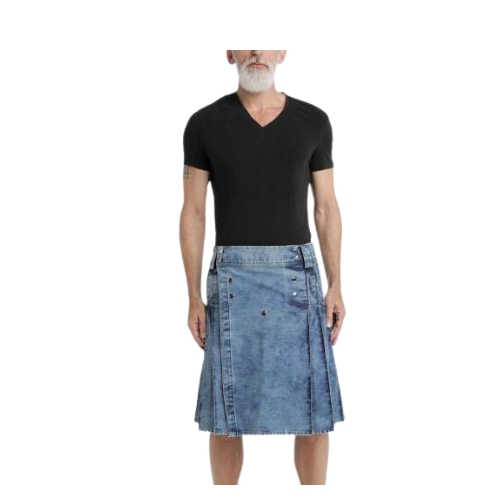 Untitled-design-77.jpg Casual Stonewashed Denim Kilt - Image 1
