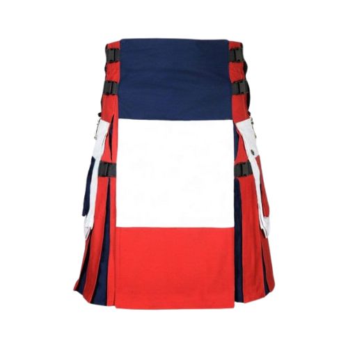 Untitled-design-87.jpg French Flag Tricolor Kilt with Cargo Pockets - Image 1
