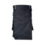 Dark Wash Indigo Denim Kilt with Leather Straps, Buckles, and Cargo Pockets