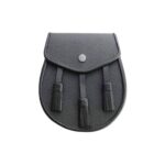 Black Leather 3 Tassel Kilt Sporran and Belt