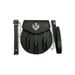 Black Leather Kilt Sporran with 3 Tassel