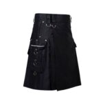 Black Punk Rock Gothic Kilt - Utility Design - Image 3