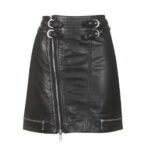 Ladies Leather Kilt – Stylish Black Leather Skirt with Buckle & Zipper Design