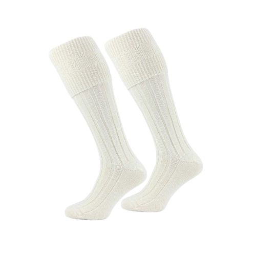 white-kilt-sock.jpg Premium Scottish Kilt Hose - Image 1