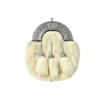 White Rabbit Fur Kilt Sporran with 3 Tassels